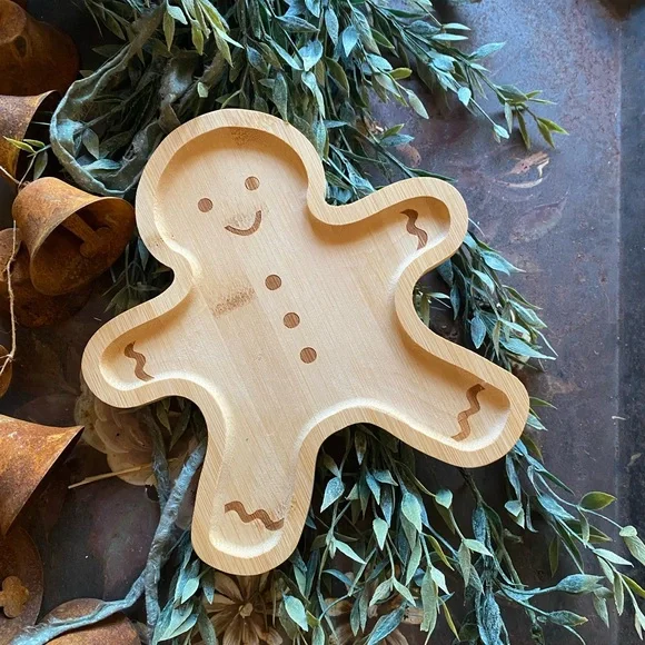 NWOT Unfinished Wood Gingerbread Man Small Tray Holiday Decor - Picture 8 of 15